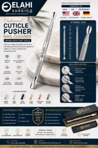 Cuticle Pusher & Nail Cleaner Manufacturer Professional Cuticle Pusher & Nail Cleaner Stainless Steel Cuticle Pusher OEM Beauty Instruments Manufacturer Elahi Vertex Surgico Cuticle Pusher